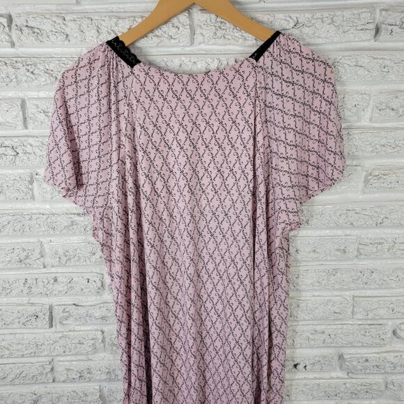 Croft Barrow Womens Nightgown 1X Plus Short Sleeve Pink Geometric GEO242E - Picture 7 of 11